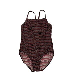L.L. Bean Women's One Piece Swimsuit Bathing Suit Lined -Bra Built In-Size 12